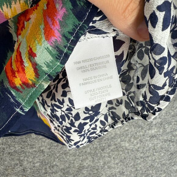 Joie Blouse Women S Small Blue Floral Short Sleeve Round Neck Silk Casual - Picture 4 of 7